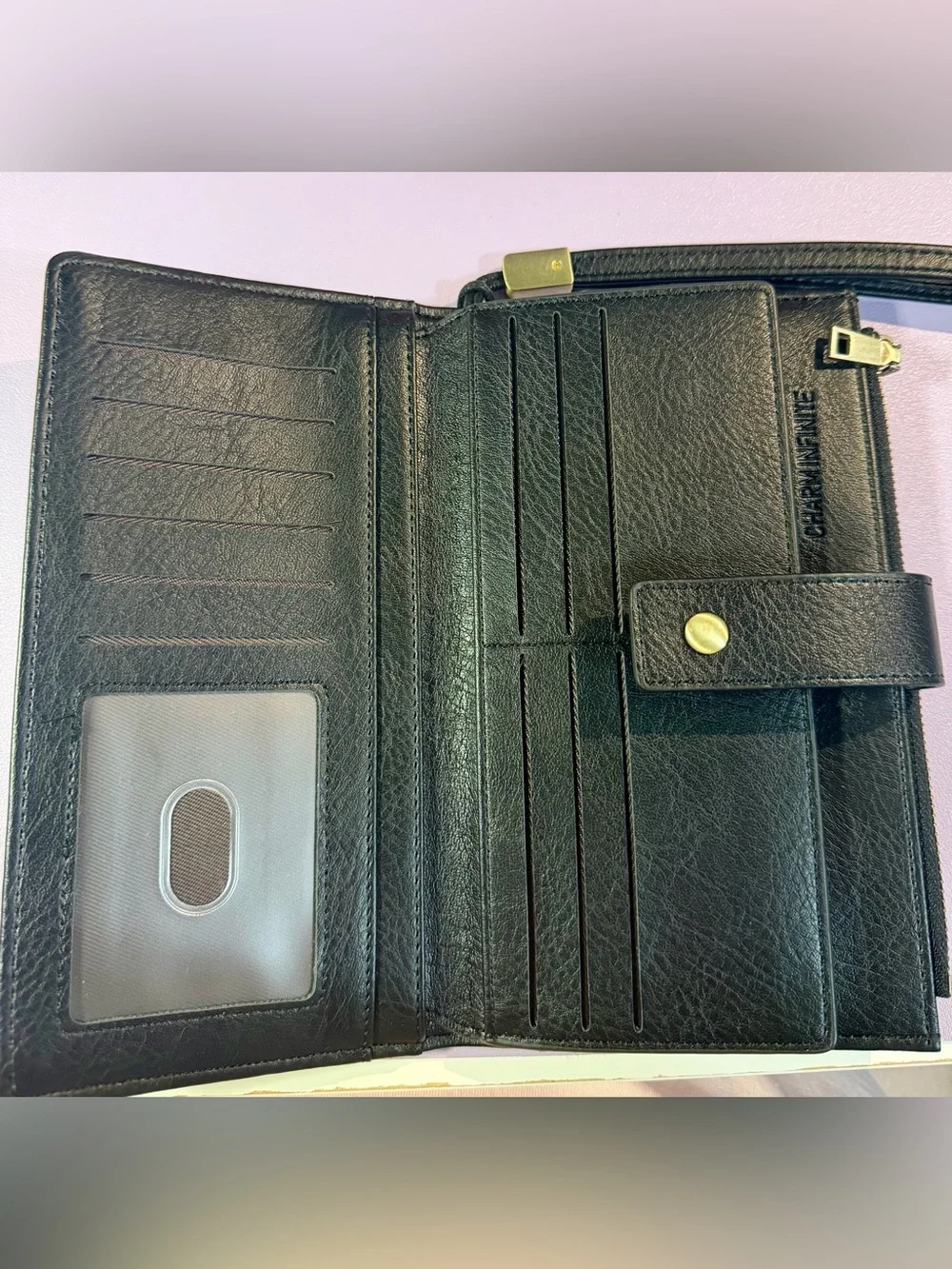 Amazon Black Vegan Leather Wristlet Clutch with Detachable Strap